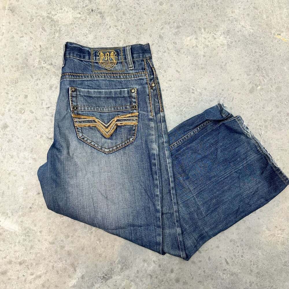 Request Jeans Distressed Y2K Bootcut Mens 38x34 Medium Wash Denim